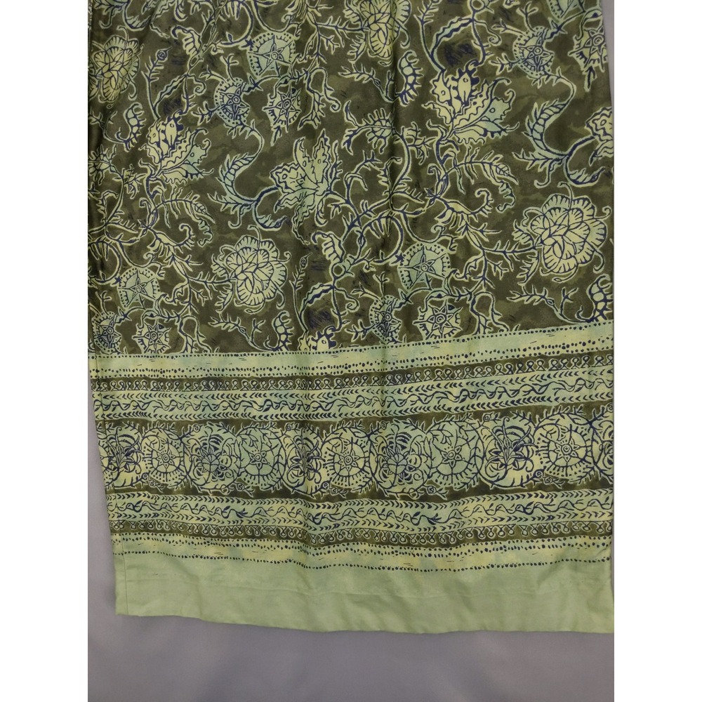 Peruvian Connection Sheath Dress 12 Green Floral Pima Cotton Midi Sleeveless - Picture 4 of 8